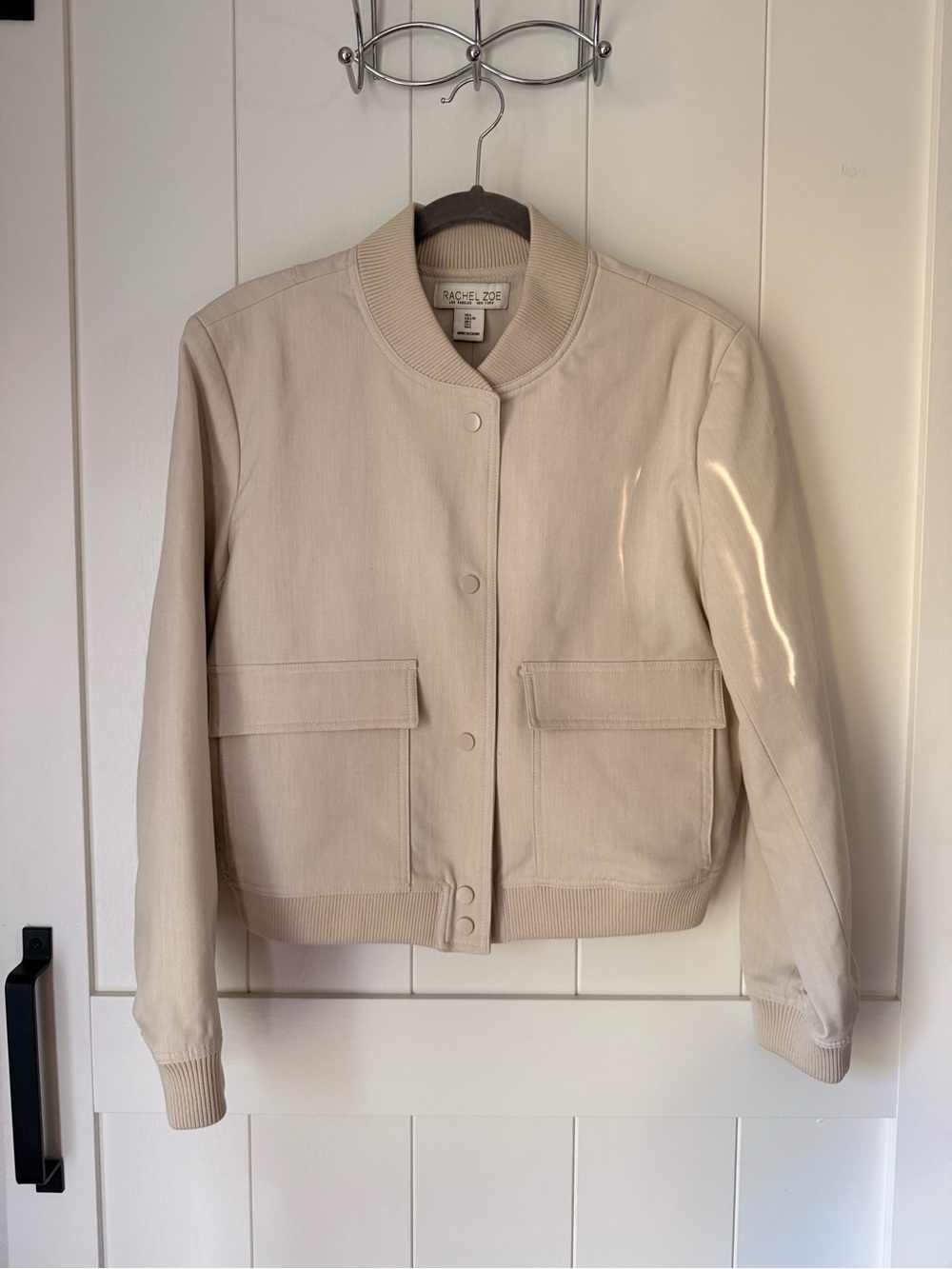Rachel Zoe Beige-Cream Bomber Jacket